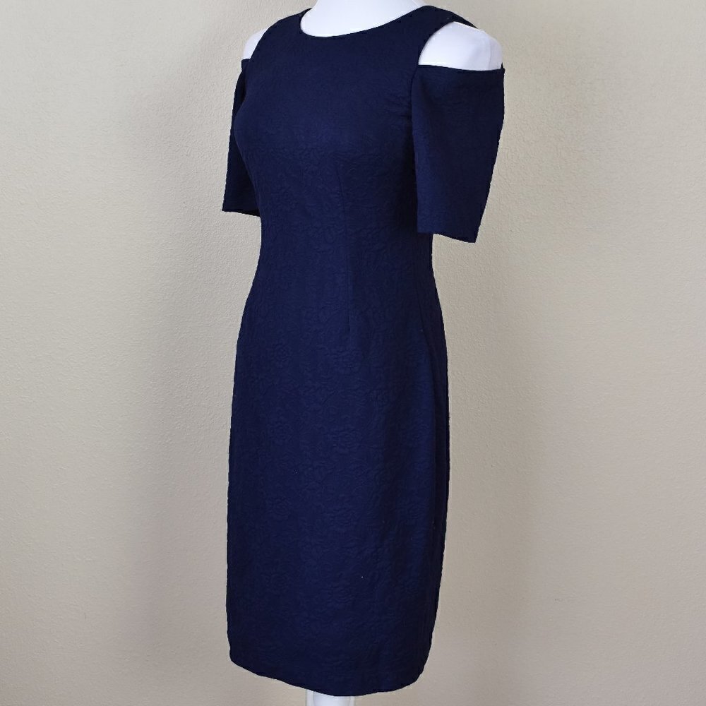 Eliza J Cold Shoulder Jacquard Sheath Dress 2 - Picture 2 of 8